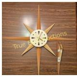 Mid-Century Modern Starburst Wall Clock - Vintage