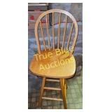 Vintage Wooden Spindle Back Bar Stool - Classic Ru