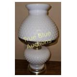 Vintage White Hobnail Glass Table Lamp with Elegan