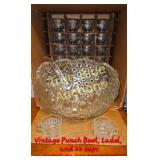 Elegant Vintage Punch Bowl Set by L.E. Smith Glass