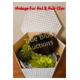 Chic Vintage Fur Hat & Hair Clips with Classic Sin