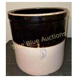 Antique Stoneware Crock with Dark Glaze and Light