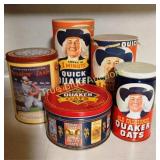 Collection of Vintage Quaker Oats Cans from Variou