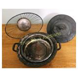 Vintage Cooking Pot with Lid and Wire Basket