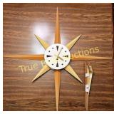 Mid-Century Modern Starburst Wall Clock - Vintage