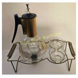 Vintage Glass Coffee Maker with Brass Accents and
