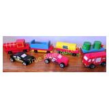 Vintage Wooden Toy Vehicles Set - Classic Train an