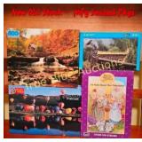Four Sealed Jigsaw Puzzle Boxes Featuring Scenic a