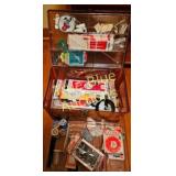 Vintage Sewing Supplies Storage Box with Various A