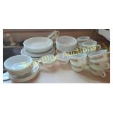 Vintage Glass Dinnerware Set - Elegant White with
