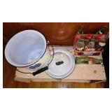 Vintage Whitestone Enamelware Beverage Set with Cl