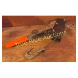Vintage Hand Winch with Hook - Essential Tool for