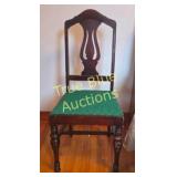 Vintage Wooden Chair with Elegant Green Upholstery