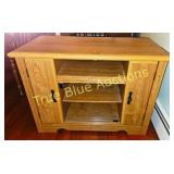 Wooden TV Stand with Shelves and Doors