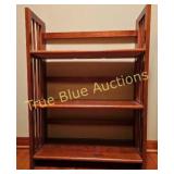Wooden Bookshelf with Four Shelves and Slatted Des