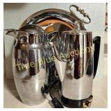 Vintage Chrome Coffee Maker and Creamer Set with S