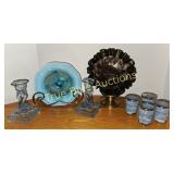 Vintage Glassware Set with Candlesticks and Decora