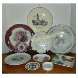 Collection of Decorative Plates with Floral and Sc