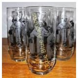 Set of Four Vintage Etched Glasses Featuring Histo