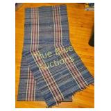 Handwoven Blue and Orange Striped Textile - Unique