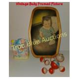 Charming Vintage Baby Framed Picture with Adorable