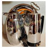 Vintage Chrome Coffee Maker and Creamer Set with S