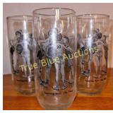 Set of Four Vintage Basketball-Themed Drinking Gla