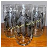 Set of Four Vintage Etched Glasses Featuring Histo
