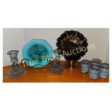 Vintage Glassware Set with Candlesticks and Decora