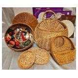 Set of Woven Baskets in Various Sizes and Shapes