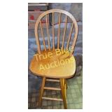 Vintage Wooden Spindle Back Bar Stool - Classic Ru