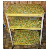 Vintage Floral-Patterned Rolling Cart - A Retro Ki