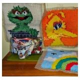 Vintage Sesame Street Hooked Rugs and Collectibles