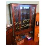 Elegant Vintage Oak Display Cabinet with Glass Doo
