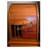 Vintage Oak Secretary Desk with Intricate Storage