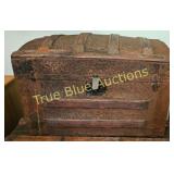 Antique Ornate Wooden Trunk with Intricate Detaili