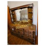 Elegant Vintage Oak Dresser with Mirror - Timeless