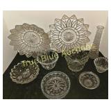 Collection of Vintage Cut Glass Bowls and Plates