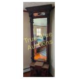 Exquisite Vintage Carved Wooden Mirror with Bench