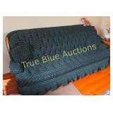 Vintage Green Tufted Sofa with Decorative Accents
