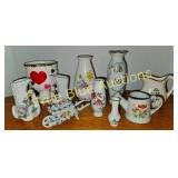 Collection of Decorative Porcelain Vases and Figur
