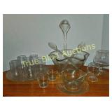 Vintage Glassware Set with Serving Bowl and Variou