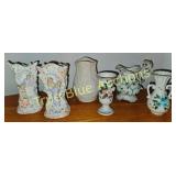 Collection of Decorative Porcelain Vases with Flor