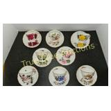 Set of Eight Vintage Floral Teacups and Saucers