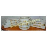 Vintage Glass Bakeware Set with Floral Design and