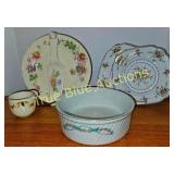 Vintage Floral Dinnerware Set Including Plates, Bo