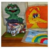 Vintage Sesame Street Hooked Rugs and Collectibles