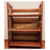 Wooden Bookshelf with Four Shelves and Slatted Des