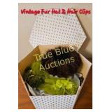 Chic Vintage Fur Hat & Hair Clips with Classic Sin