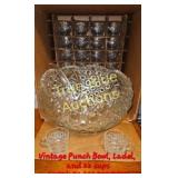 Elegant Vintage Punch Bowl Set by L.E. Smith Glass